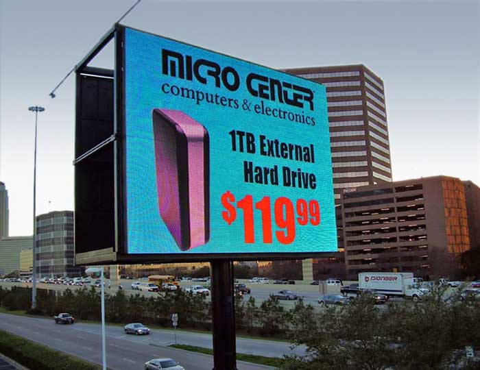 A video billboard for Micro Center in Mayfield, Ohio