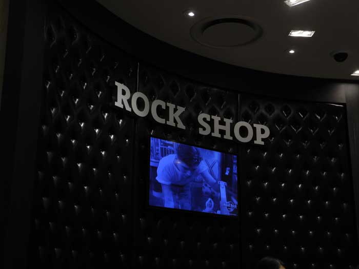 Interior digital signage for the Rock Shop in the Hard Rock Rocksino