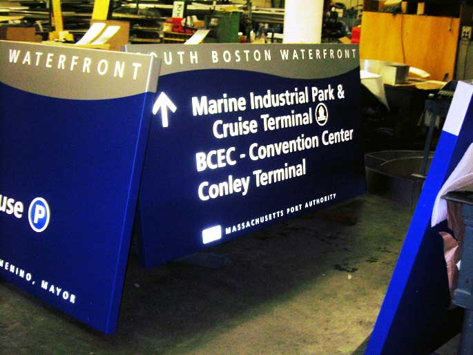 Destination signage for the Massachusetts Port Authority