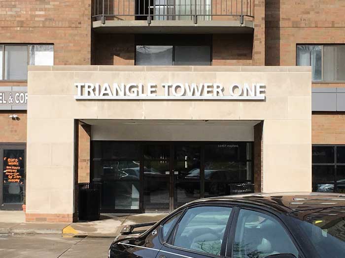 Channel lettering for Triangle Tower One in Cleveland