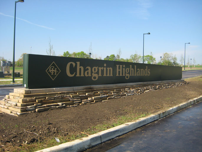 Monument Sign for Chagrin Highlands corporate community in Cleveland