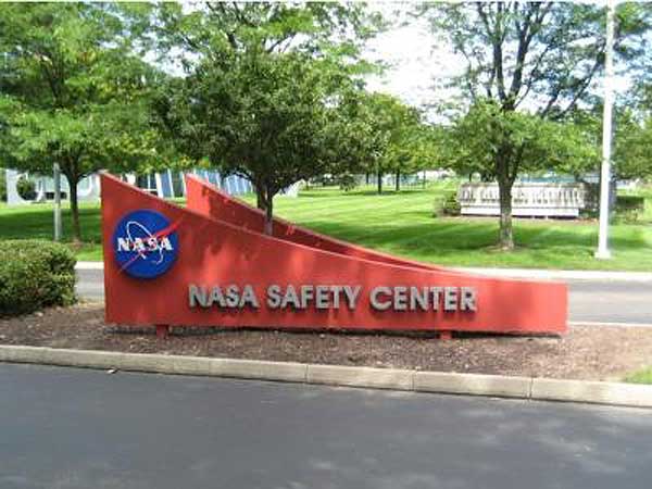 Monument sign for the NASA Safety Center in Cleveland