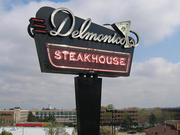 Pylon sign for Delmonico's Steak House in Independence