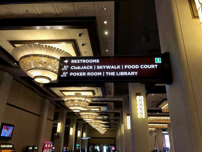 Interior wayfinding signage for JACK Casino in Cleveland
