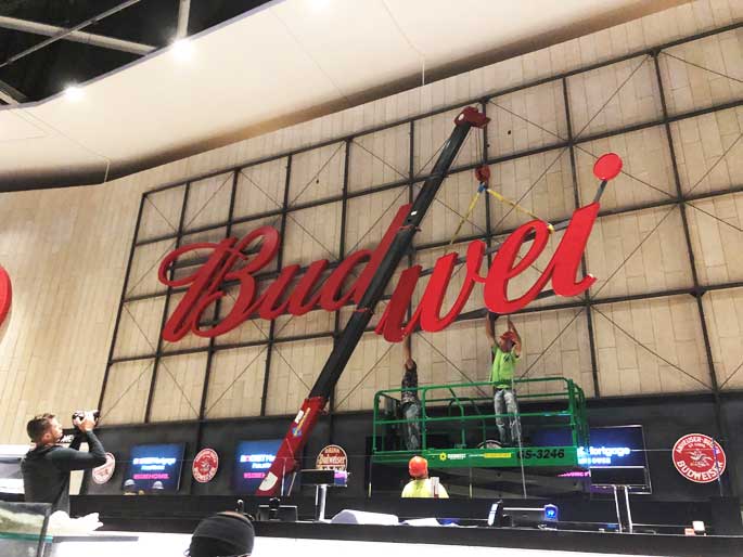 Sign installation for Budweiser