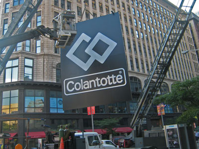 Installation of a billboard for Colantotte